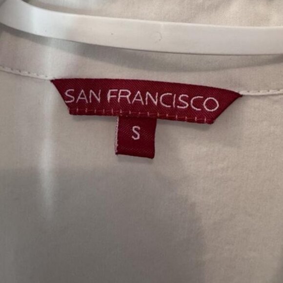 San Francisco white ruched collared button down long sleeve blouse size S - Picture 4 of 4